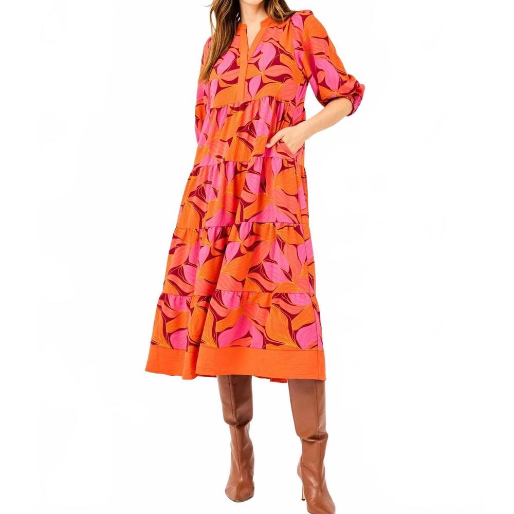 NEW MARY SQUARE cameron midi dress in glow over